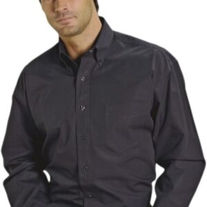 Camisa occidental de manga larga Oxford con botones sólidos para hombre -Stetson , Negro -