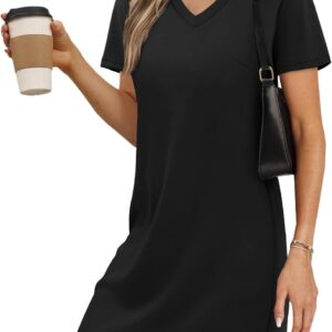 Vestidos casuales de verano para mujer,  manga corta y dobladillo dividido, vestido de vacaciones con cuello en V,vestido de playa,RUMIA