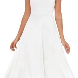 Vestido sin mangas con vuelo midi para mujer 2025, primavera verano cuello halter   vuelo invitada boda baile cóctel vuelo fiesta vestido midi, Zattcas
