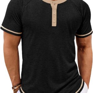 Makkrom Camisetas Henley de manga corta para hombre, estilo casual, para verano, básicas, con botones, vintage, ligeras