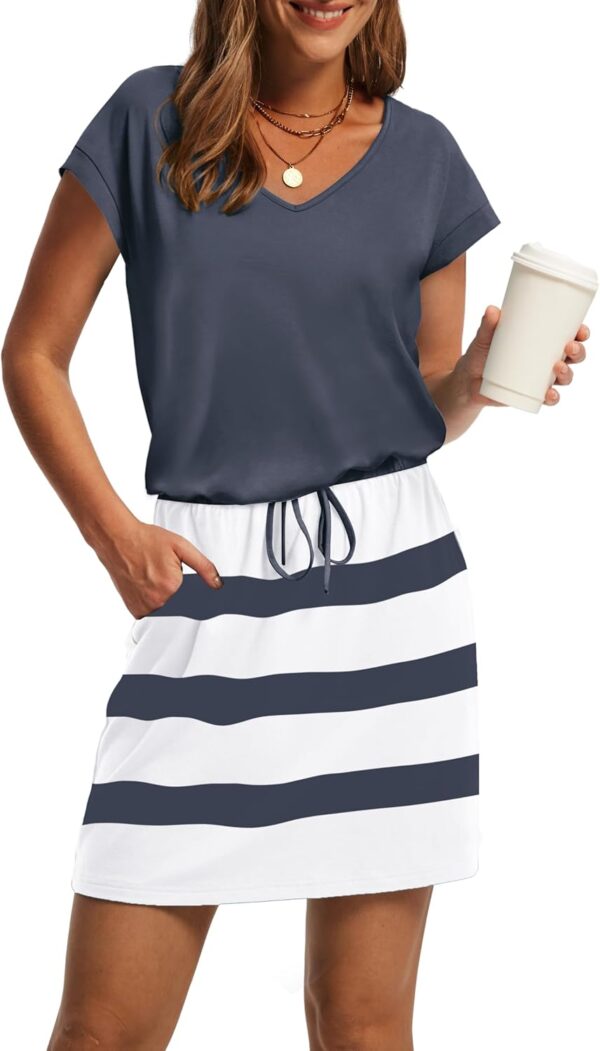 Vestidos de verano para mujer 2025 con cuello en V, mini vestidos casuales, OFEEFAN