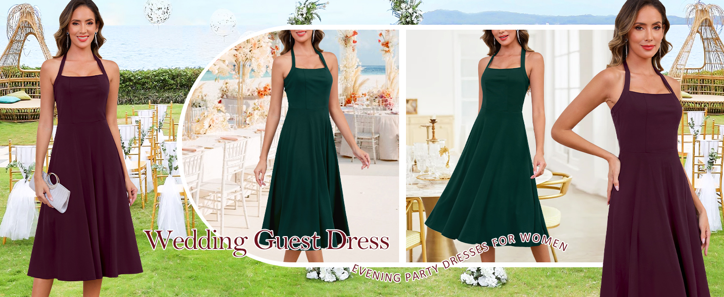 Vestido de Pascua verde para mujer, vestidos de invitada de boda para mujer