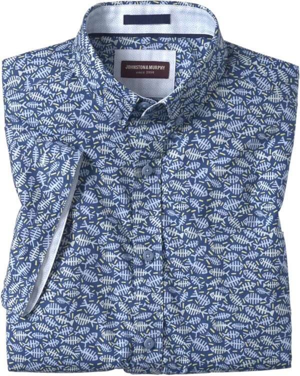 Camisa Manga corta de algodón estampado para hombre Johnston & Murphy