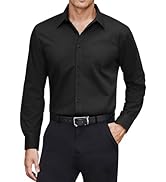 J.VER Men's Dress Shirts Cotton Stretch Long Sleeve Solid Formal Shirt Business Stain Shield Casu...
