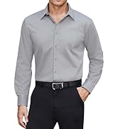 J.VER Men's Dress Shirts Cotton Stretch Long Sleeve Solid Formal Shirt Business Stain Shield Casu...
