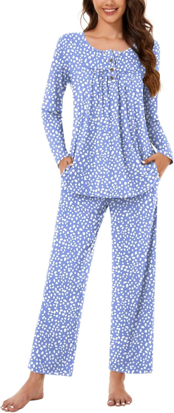Conjunto de pijama Bestbee para mujer, ropa de dormir para otoño,2 piezas, manga larga, pantalón largo con bolsillos para mujer