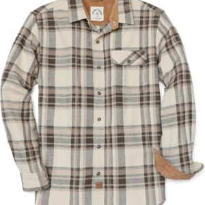 Camisas Dubinik de franela de manga larga camisa informal con botones, para hombre,100 % de algodón cepillado