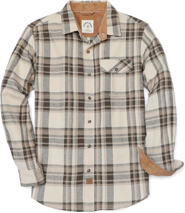 Camisas Dubinik de franela de manga larga camisa informal con botones, para hombre,100 % de algodón cepillado